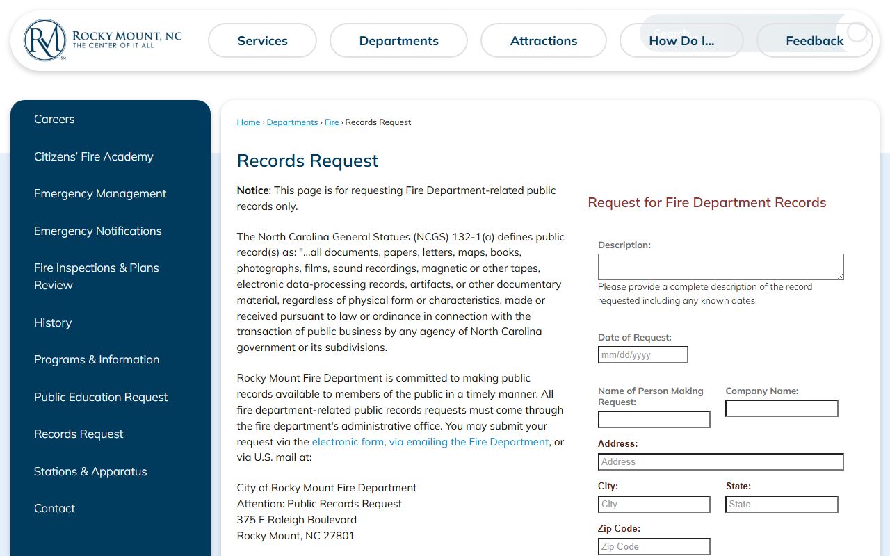 Rocky Mount records request for booking releases