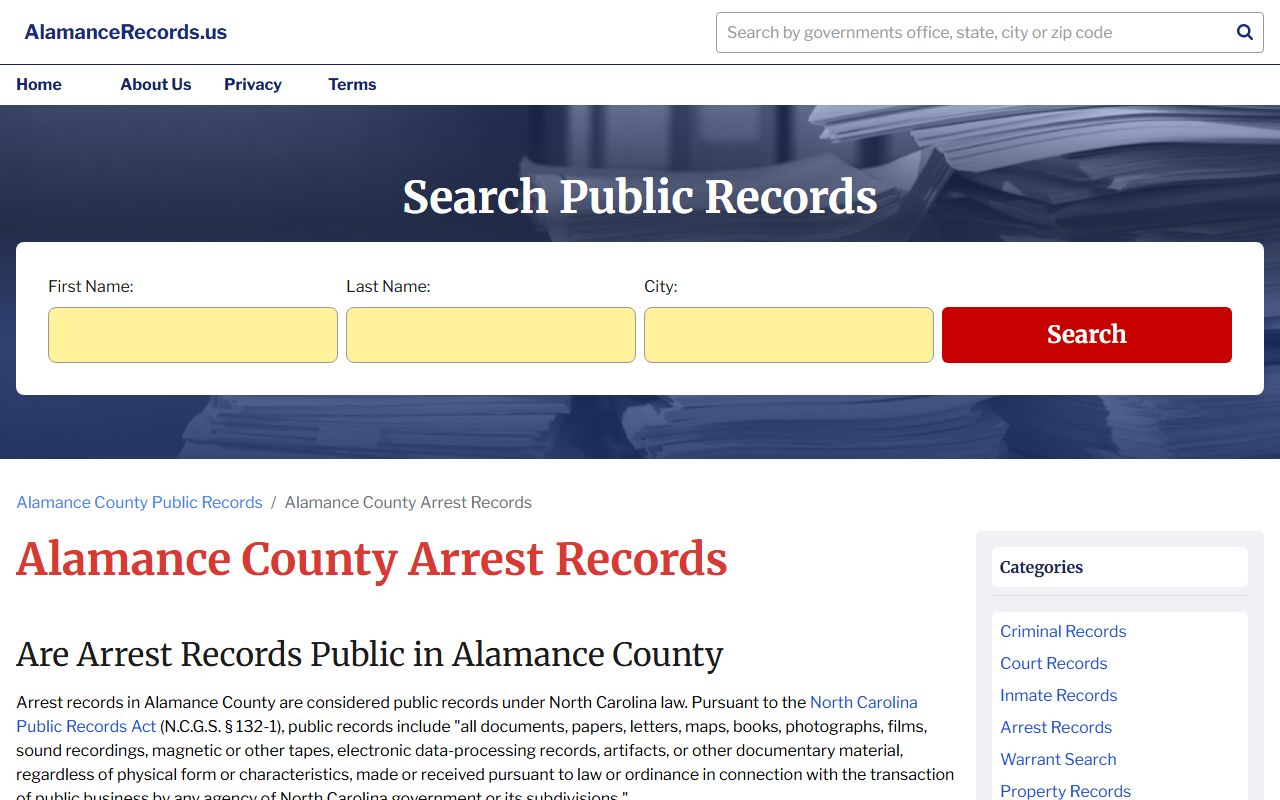 Alamance County booking releases arrest records display