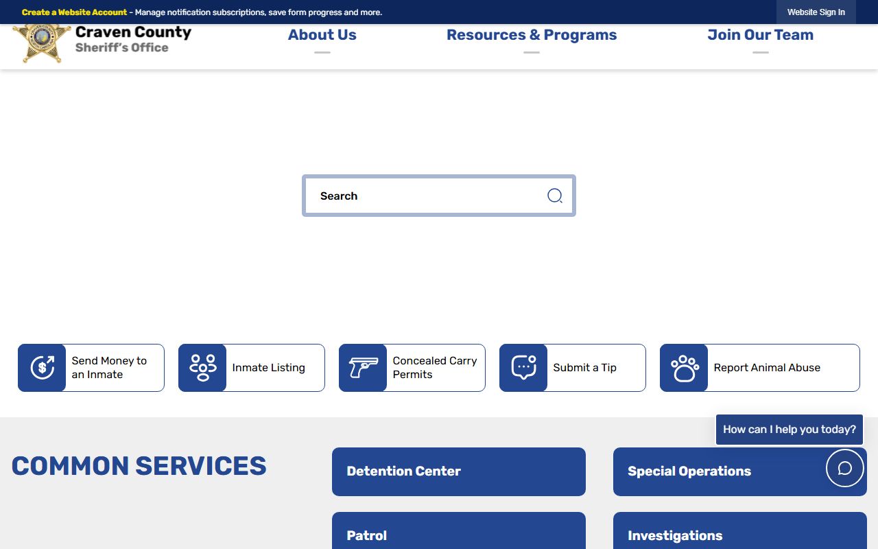 Craven County booking releases sheriff office website