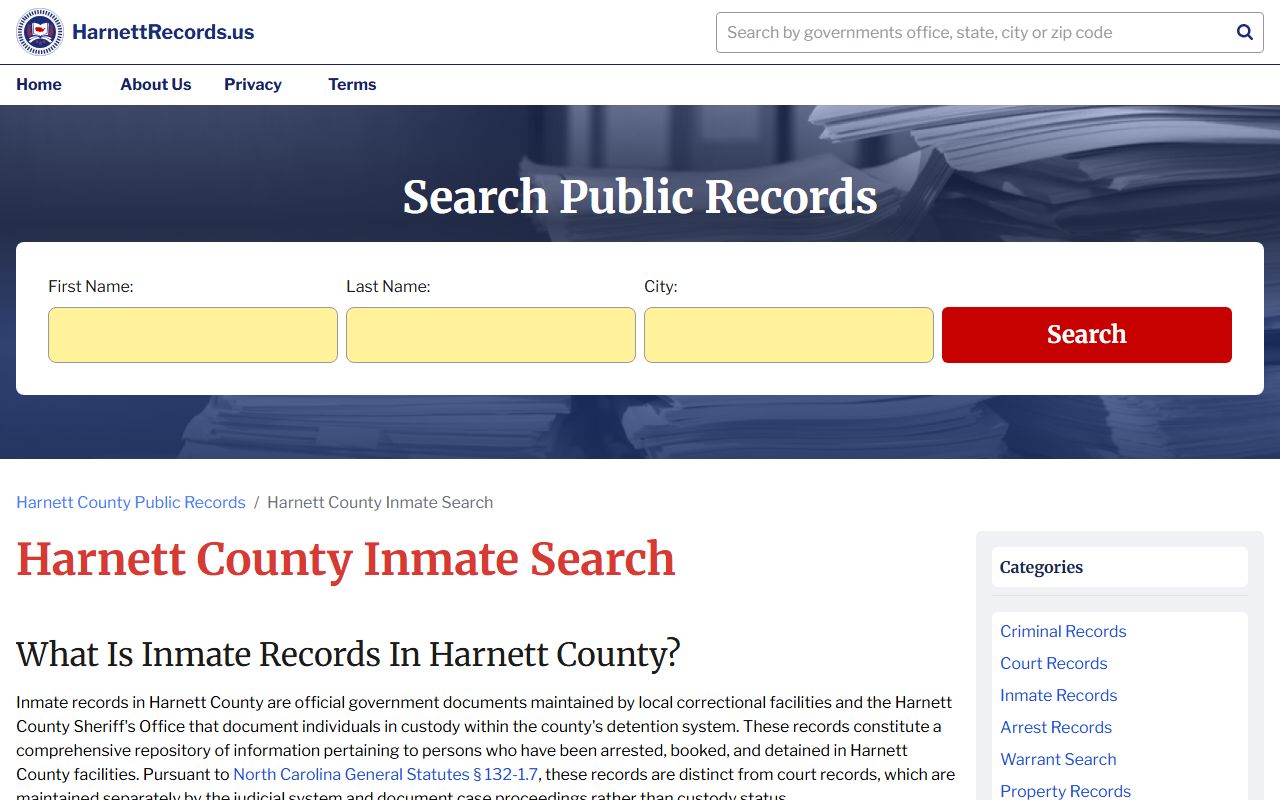 Harnett County booking releases inmate search