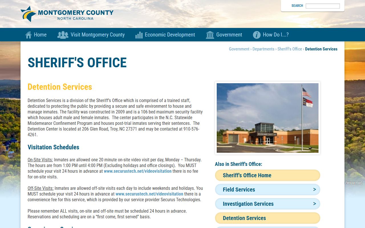 Montgomery County booking releases detention services