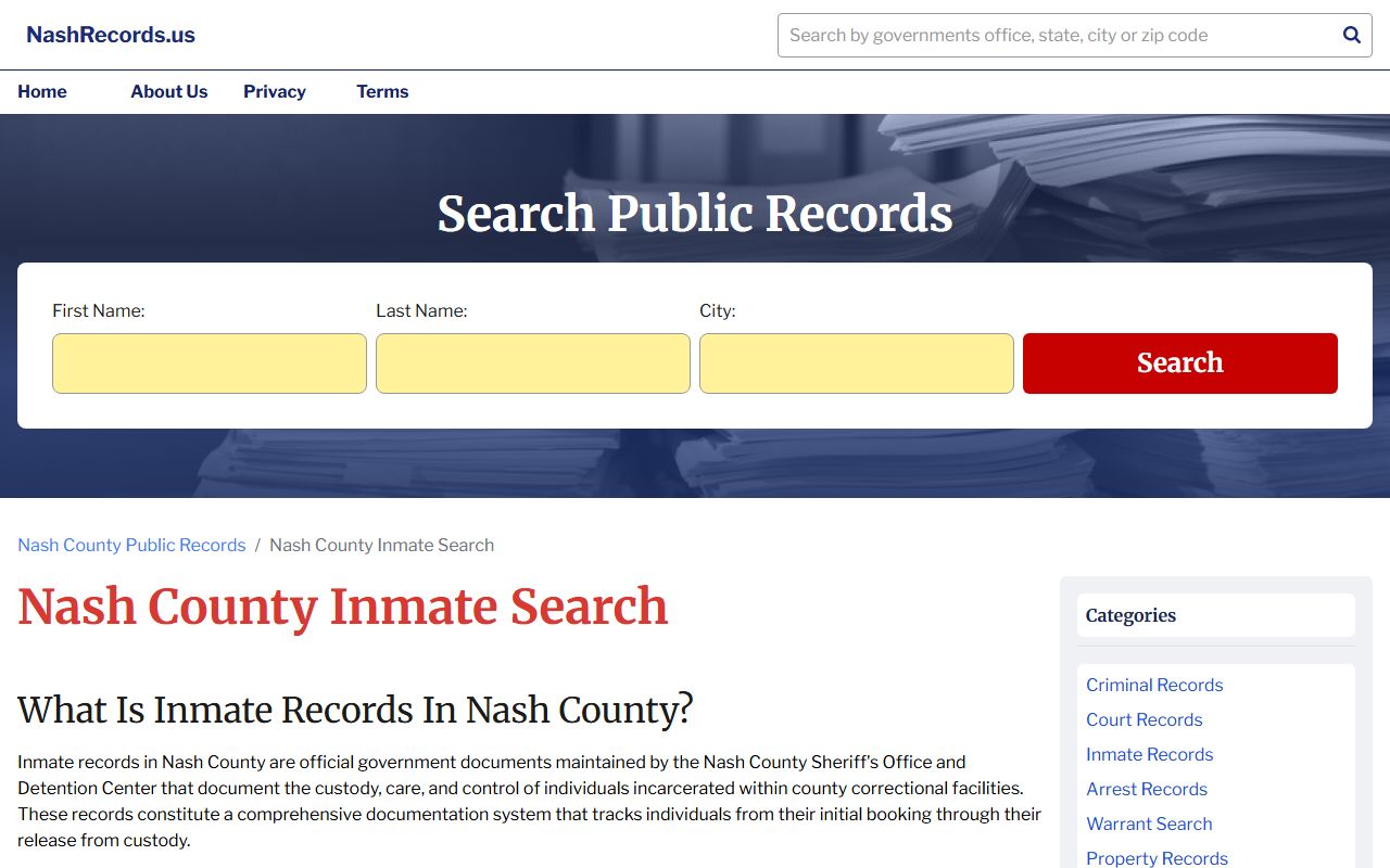 Nash County booking releases inmate search tool