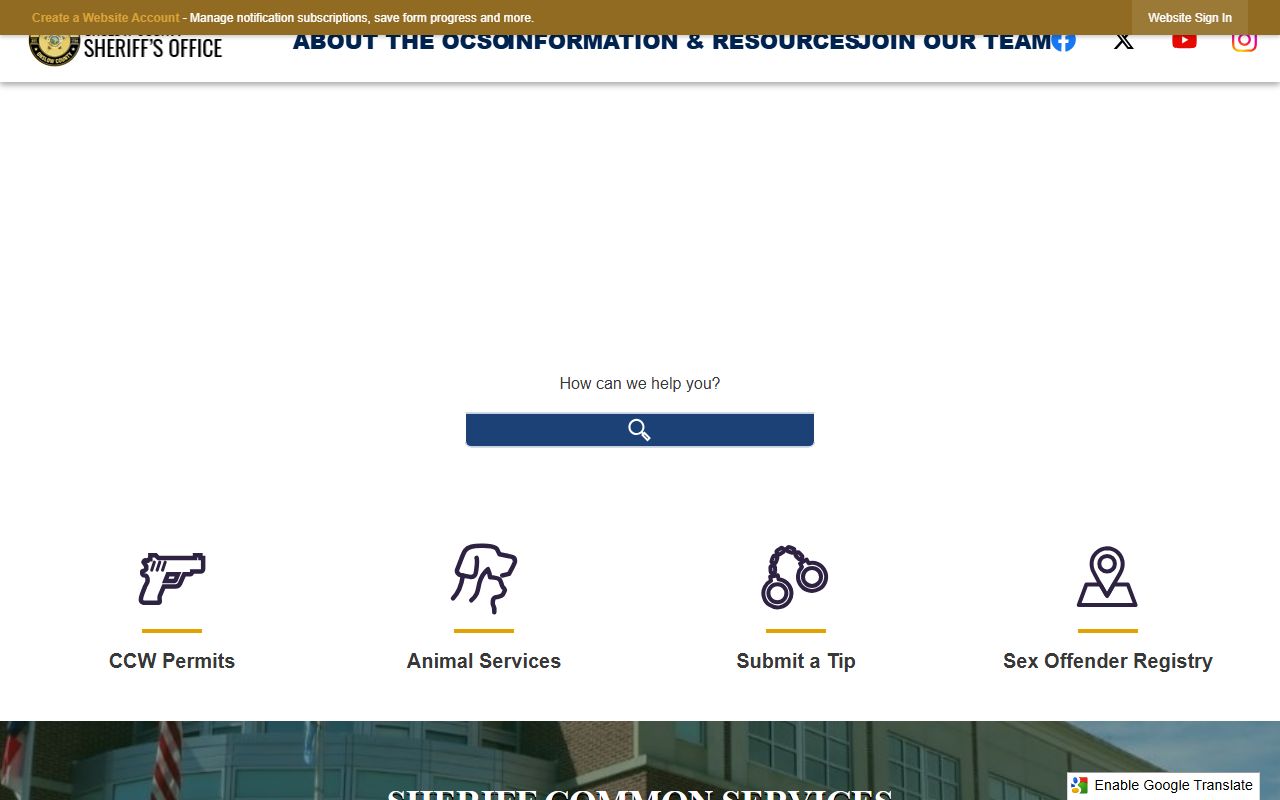 Onslow County Sheriff's Office website for booking releases