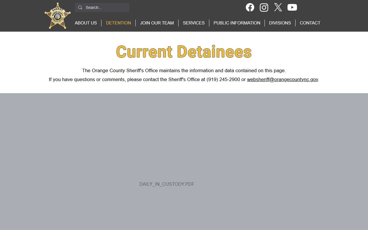 Orange County booking releases daily custody report