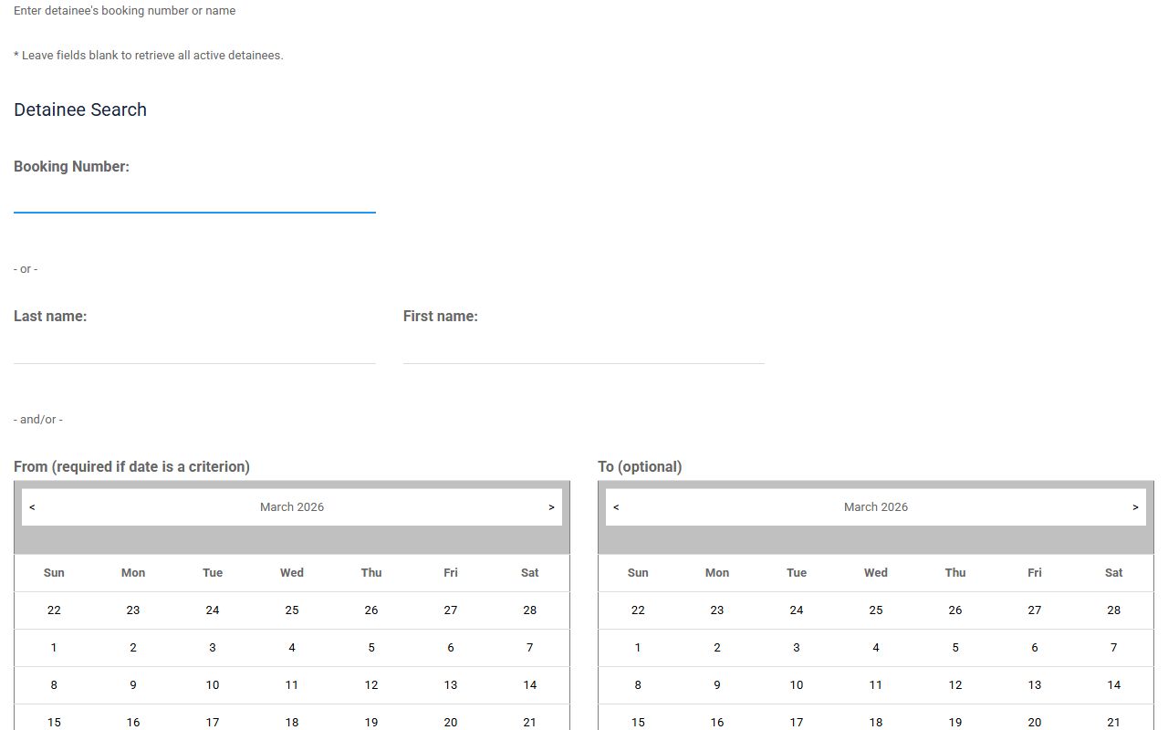 Pitt County detainee search for booking releases