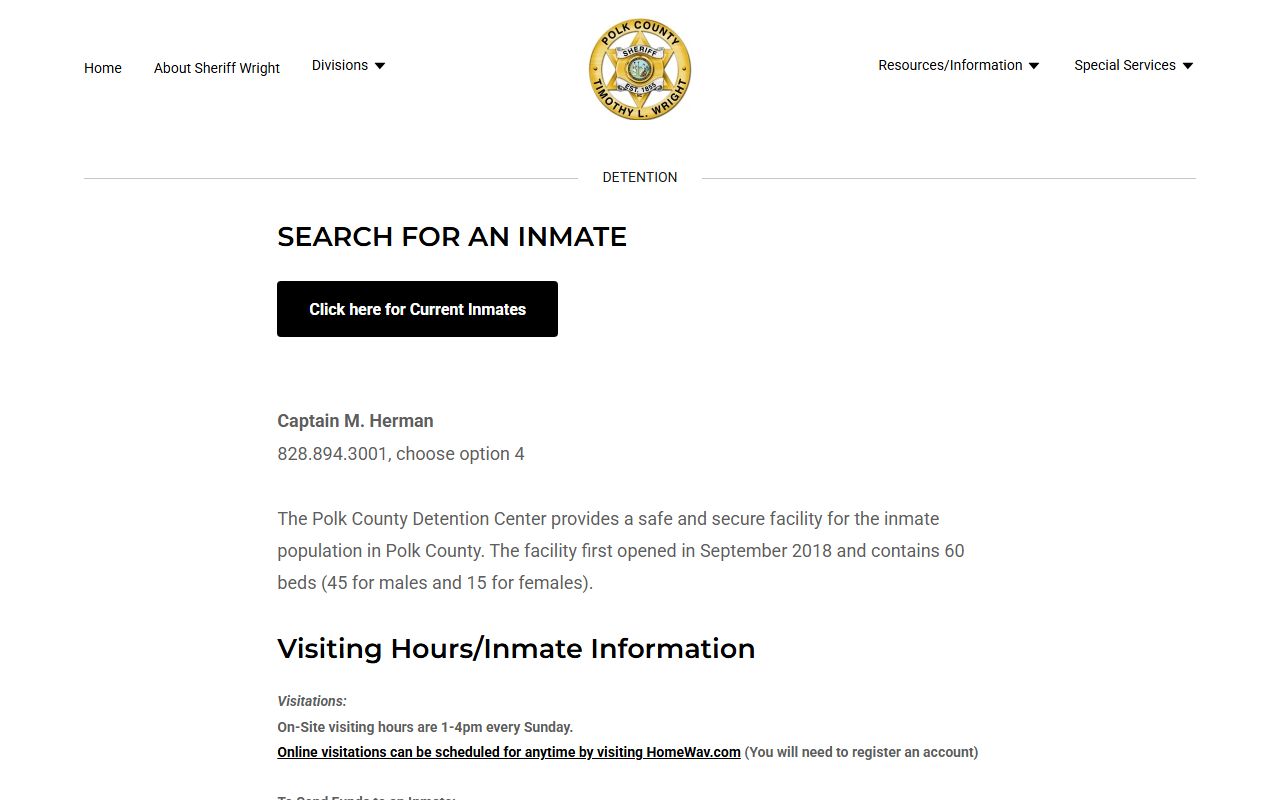 Polk County Detention Center for booking releases