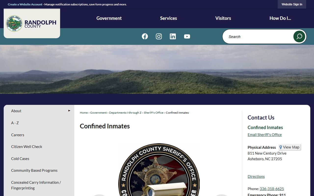Randolph County confined inmates list for booking releases