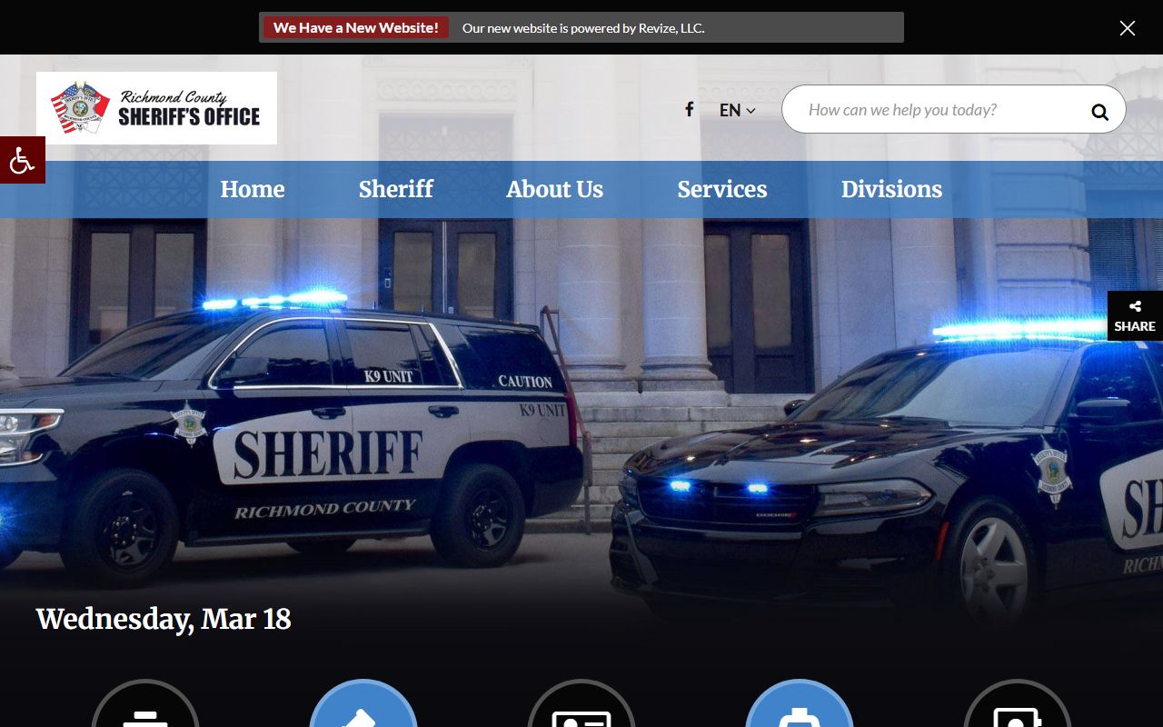 Richmond County Sheriff's Office website for booking releases