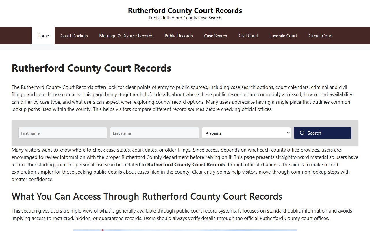 Rutherford County courts information for booking releases