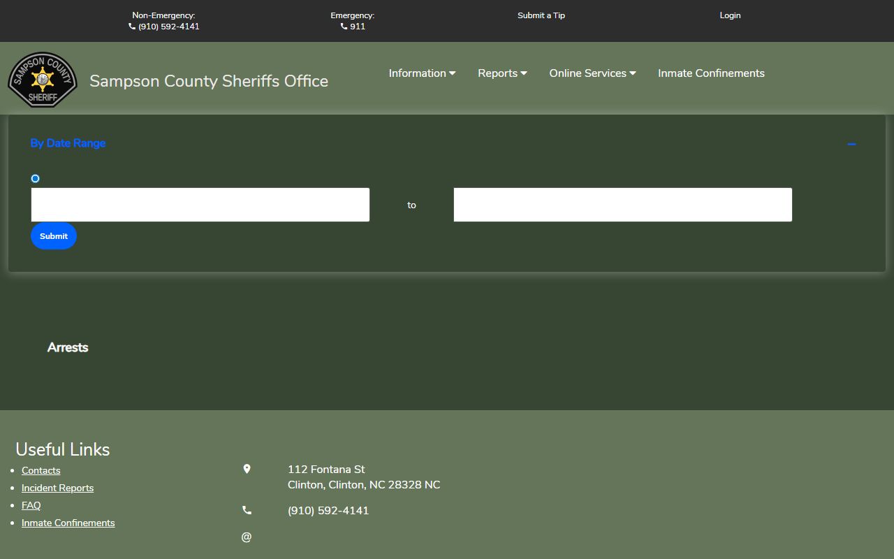Sampson County arrest search for booking releases