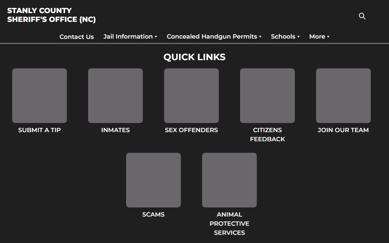 Stanly County Sheriff's Office website for booking releases
