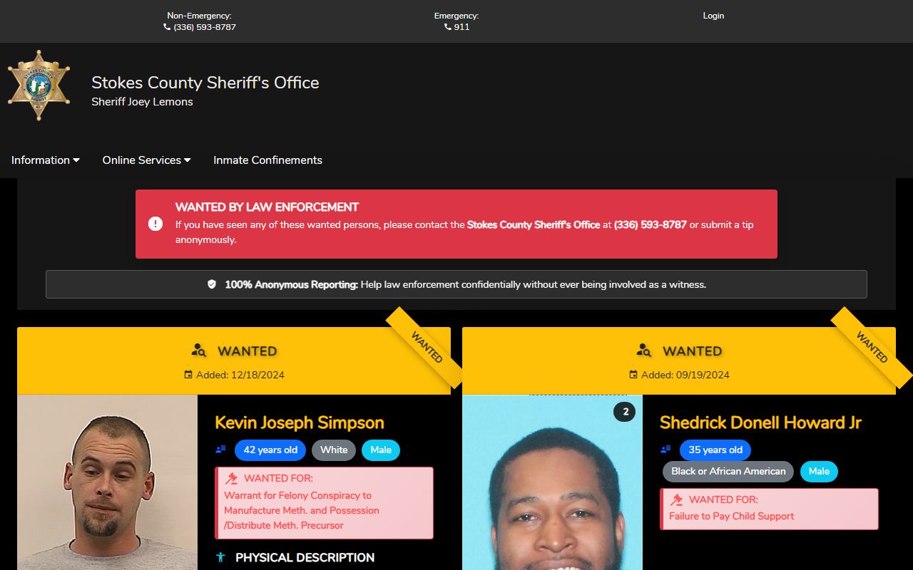 Stokes County most wanted list related to booking releases