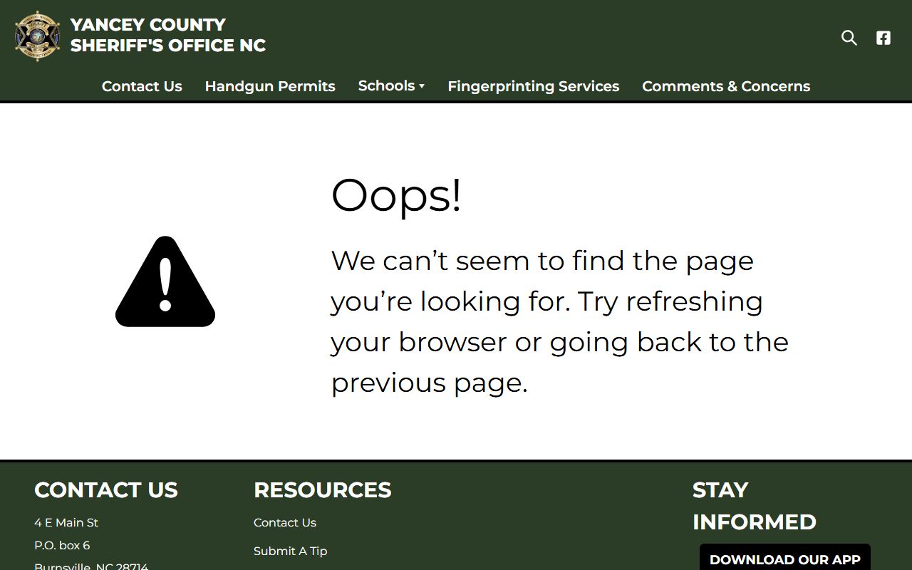 Yancey County detention center for booking releases