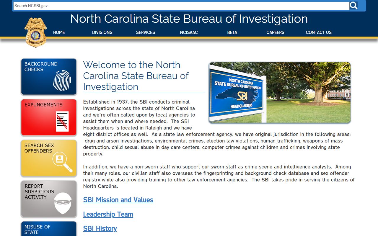 North Carolina State Bureau of Investigation booking releases records